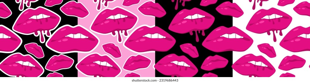 Patrón sin foco con labios femeninos Sexy. Las mujeres labran. Dibujar ilustración vectorial