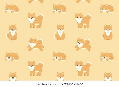 patrón impecable con un conjunto de perros shiba para carteles, tarjetas, volantes, fondos de pantalla de medios sociales, etc.