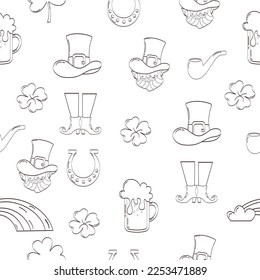 Seamless pattern set sketch for st. patrick's day