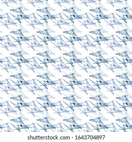 Seamless pattern. Set of stains and textures. Background design for paper, textile, fabric, ceramics, tiles. In trendy colors of 2020. Classic blue. Vector graphics.