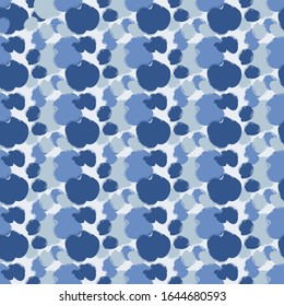 Seamless pattern. Set of stains and textures. Background design for paper, textile, fabric, ceramics, tiles. In trendy colors of 2020. Classic blue. Vector graphics.