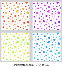 Seamless pattern set with stars. Perfect for wallpaper, gift paper, pattern fills, web page background, spring and summer greeting cards. Vector illustration