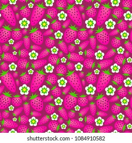 Seamless pattern. A set of strawberries for design of a cover, card, wrapping, poster, banner, notebook, album. Vector Illustration.