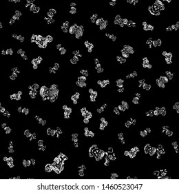 Seamless pattern set of teacups, great design for any purposes. Hand drawn a seamless set pattern of teacup sketch. Coffee outline icon. Steam icon isolated on black background. Coffee mug vector.