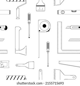 Seamless pattern with a set of tools for home repairs. Doodle style. Sketch. Vector.