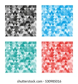 Seamless pattern set. Triangles. Vector.