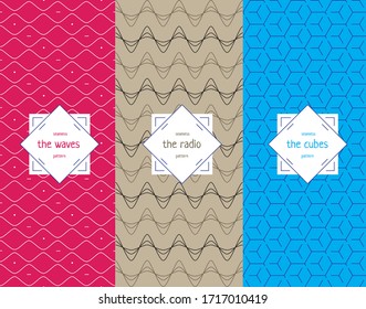 Seamless pattern set. Vector illustration for package design, backgrounds . Trendy geometrical linear style.