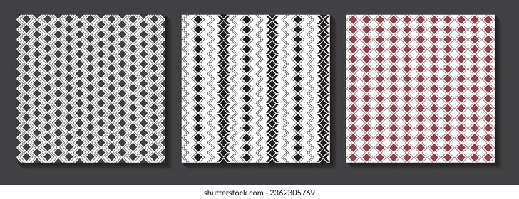 Seamless pattern set, vector patterns, abstract floral background, black background, Modern stylish design, geometric shape