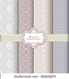 Seamless pattern set in vintage style. Abstract vector texture. Geometric backgrounds collection. 