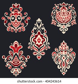 Seamless pattern set in vintage style. Abstract vector texture. Geometric flourish collection.