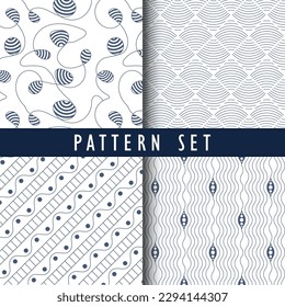 Seamless pattern set with wavy lines