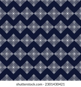 Seamless pattern set white and navy blue color. tribal pattern. local fabric pattern. square shape