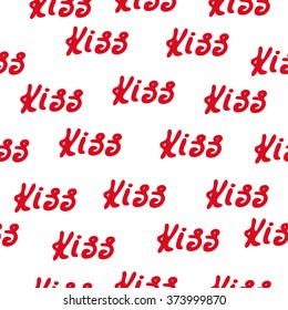 Seamless pattern set words kiss for valentines day or wedding invitation card, background and wrapping design