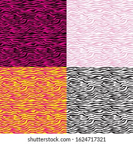 seamless pattern set of zebra animal skin background
