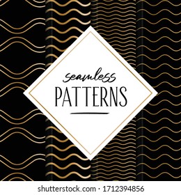 seamless pattern sets beautiful elegant gold stripes