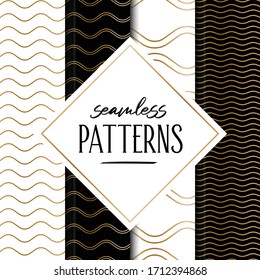 seamless pattern sets beautiful elegant gold stripes