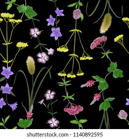 Seamless pattern with seven herbs of autumn equinox. Japanese wallpaper, repeat backdrop for Shubun no hi greeting, birthday cards, wedding inviration, covers and posters, textile prints.