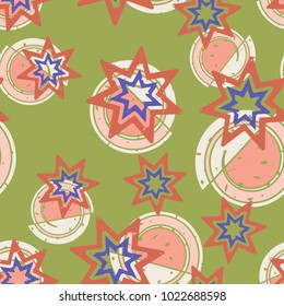Seamless pattern of seven-pointed stars with an abstract background.