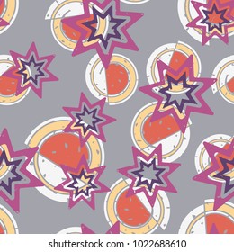 Seamless pattern of seven-pointed stars with an abstract background.