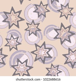 Seamless pattern of seven-pointed stars with an abstract background.