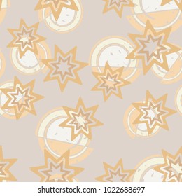 Seamless pattern of seven-pointed stars with an abstract background.