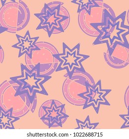 Seamless pattern of seven-pointed stars with an abstract background.