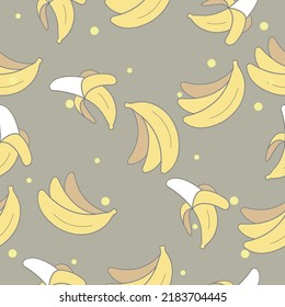 The seamless pattern of several randomly arranged bananas is so tempting to eat. Vector illustration.