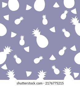 The seamless pattern of several slices of white pineapple on a blue background, which is neatly arranged, is so tempting to look at. Vector illustration.