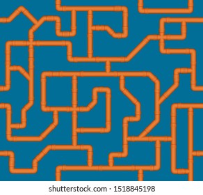 Seamless pattern of sewer pipe. Isolated industrial background. Vector illustration