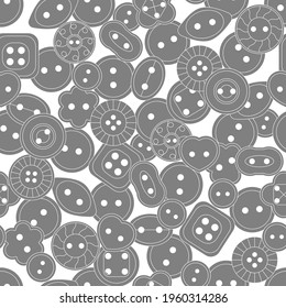 Seamless pattern. Sewing button or shirt fastener buttons. Vector two-color background for textile, wallpaper, wrapping, web pages, etc.