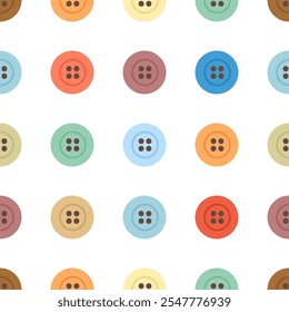 Patrón sin fisuras con Botones de costura - Ilustración vectorial dibujada a mano.
