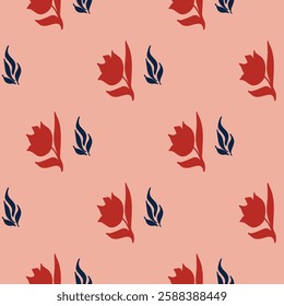 Seamless pattern for sewing clothes and printing on fabric. Floral ornament. Branches and grasses. Vector illustration. Hand drawn drawing.