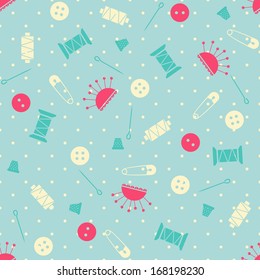 Seamless pattern with sewing elements. Vector illustration