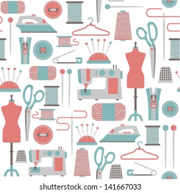 seamless pattern with sewing icons