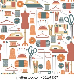 seamless pattern with sewing icons