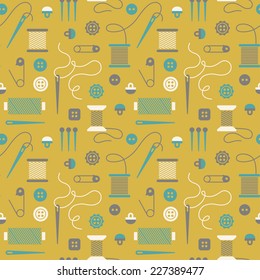 Seamless pattern with sewing icons.