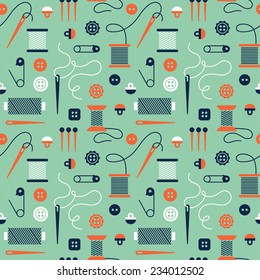 Seamless pattern with sewing icons.