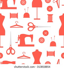 Seamless pattern with sewing icons