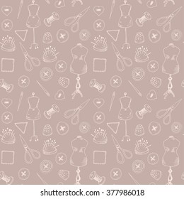 Seamless pattern with sewing items