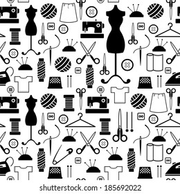 seamless pattern - Sewing and needlework icons