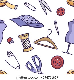 Seamless pattern with sewing tools.