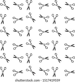 Seamless pattern with sewing tools, hand drawn icons.  background vector. Fashion illustration with sketch objects set, profession clothier. Decorative wallpaper, good for printing