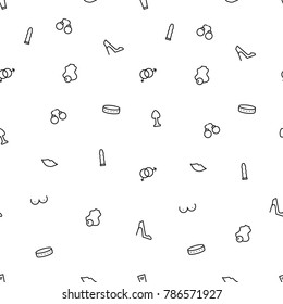 Seamless pattern with sex toys. In two colors black line icons on a white background.