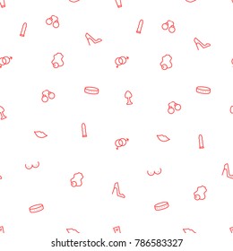 Seamless pattern with sex toys. In two colors red line icons on a white background.