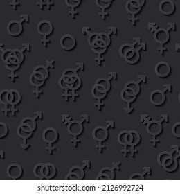 Patrón transparente con símbolos de sexualidad. Ilustración vectorial.
