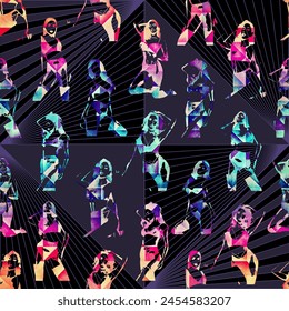 seamless pattern of sexy lingerie model. Featuring perfect proportion and balance of positioning objects. This pattern is ideal for printing on fabric, textile, tile ceramics and paper products.