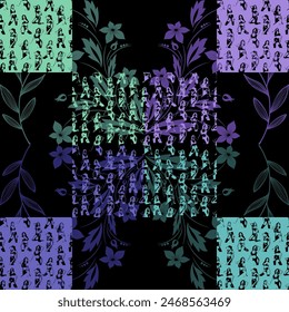 Seamless pattern of sexy lingerie model on black background. It is presented through the positioning of grid pattern. This format is suitable for printing on fabric, textiles, ceramic tiles and paper.