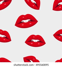 Seamless pattern of sexy lips. Modern design. Vector illustration. EPS10.