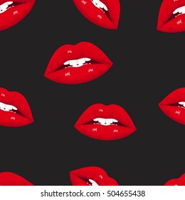 Seamless pattern of sexy lips. Modern design. Vector illustration. EPS10.