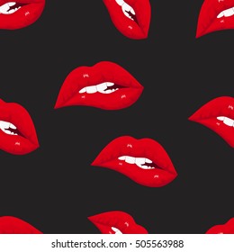 Seamless pattern of sexy lips. Modern design. Vector illustration. EPS10.